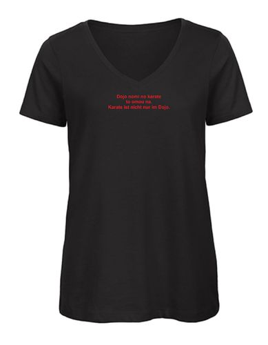 Damen Baumwoll V-Shirt schwarz Karatedojo-Winsen